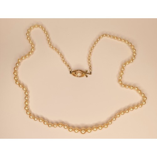 Cultured Pearl Necklace with Gold Clasp, 21"