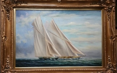D. Tayler Yacht Sailboat Race Seascape Oil Painting