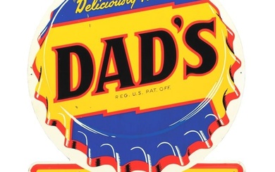 DAD'S ROOT BEER SINGLE-SIDED EMBOSSED TIN SIGN W/ BOTTLECAP GRAPHIC
