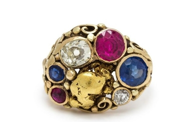 DIAMOND AND GOLD NUGGET RING