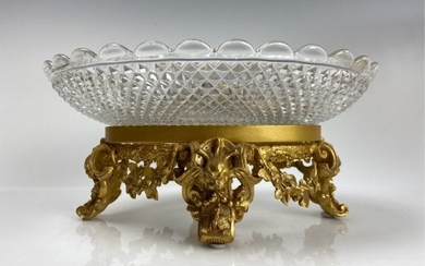DORE BRONZE AND SIGNED BACCARAT GLASS CENTERPIECE