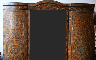 Damascus wardrobe, old Islamic wooden wardrobe inlaid with mother...