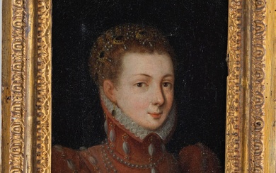 Dans le goût de l'école française du XVIe siècle Portrait de femme à la robe...