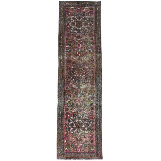 Deep Red Vintage Persian Tabriz Sheared Down Pile