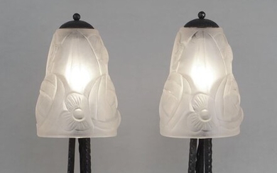 Degué - A pair of French art deco lamps