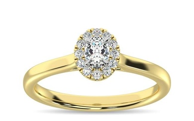 Diamond 3/8 Ct.Tw. Oval Center Halo Engagement Ring in 10K Yellow Gold