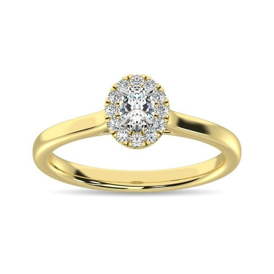 Diamond 3/8 Ct.Tw. Oval Center Halo Engagement Ring in 10K Yellow Gold