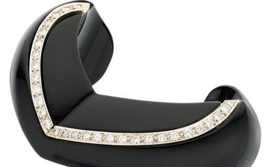 Diamond, Black Onyx, White Gold Bracelet Stones: Full-cut diamonds...