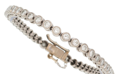 Diamond, Platinum Bracelet The bracelet features full-cut diamond weighing...