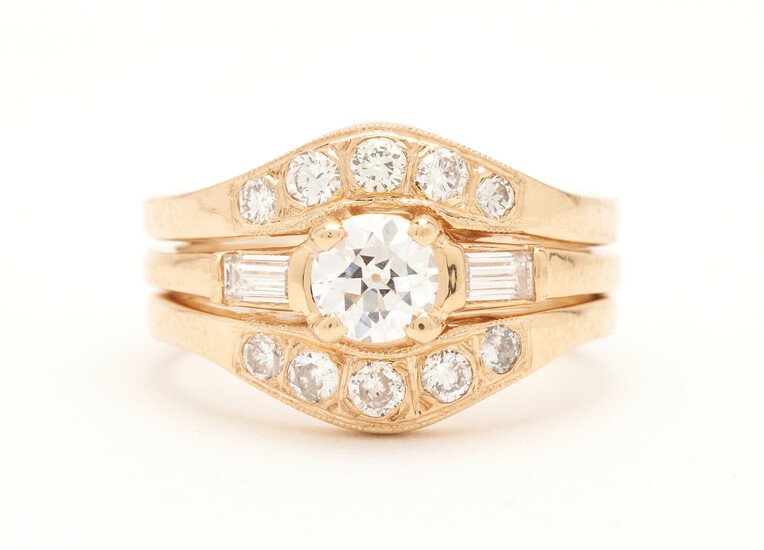 Diamond & Gold Engagement Ring with Jacket Ring
