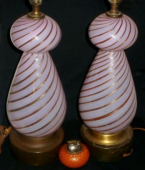 Dino Martens Pink Aventurine Swirl Italian Lamps