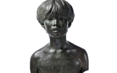 ÉMILE BOUDON (FRANCE ET VIETNAM, ACTIF 19e-20e SIÈCLE) Un buste - Portrait d'un jeune Vietnamien...