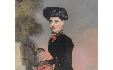 ENGLISH SCHOOL C. 1870. Portrait of a Lady, three-quarter le...