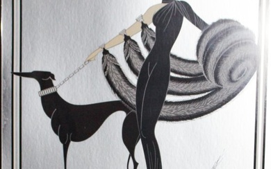EXQUISITE SYMPHONY IN BLACK SIGNED ERTE 1980 MIRAGE EDITION LITHOGRAPH
