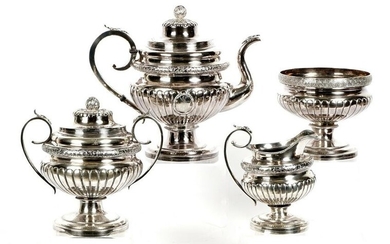 Early 19th C. Stephen Richard Coin Silver Tea Set