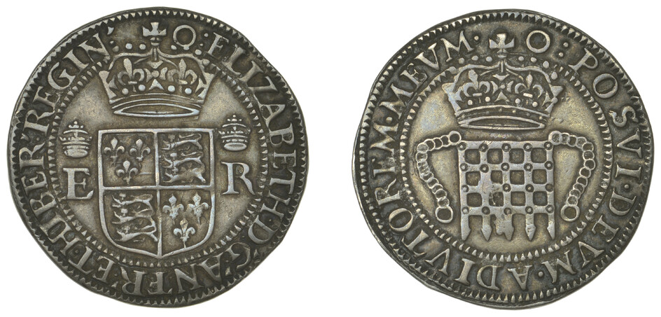 East India Company, Portcullis issues, Elizabeth I (1558-1603), silver Two Testerns or...