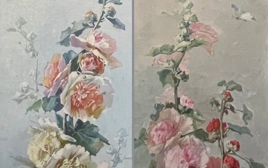 École Française (XIX-XX) - Les Roses-Tremières (2 œuvres)