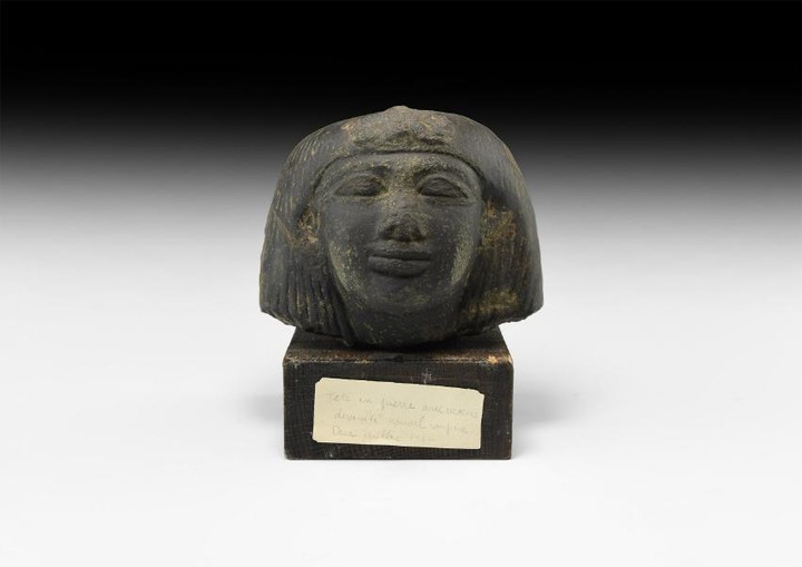 Egyptian Basalt Head with Uraeus
