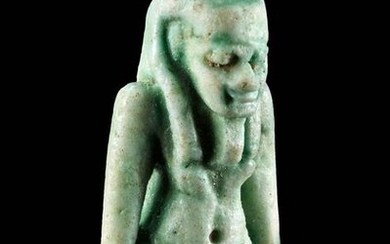Egyptian Glazed Faience Striding Goddess