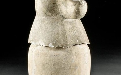 Egyptian Limestone Canopic Jar Baboon Head Hapy Lid