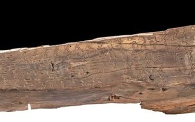 Egyptian Wood Coffin Panel Inscribed Hieroglyphs