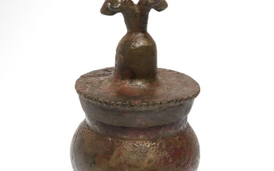 Elamite Bronze Pyxis with Stags Heads