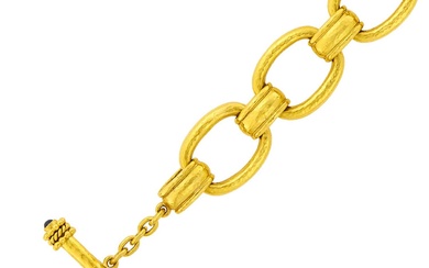 Elizabeth Locke Hammered Gold Link Toggle Bracelet