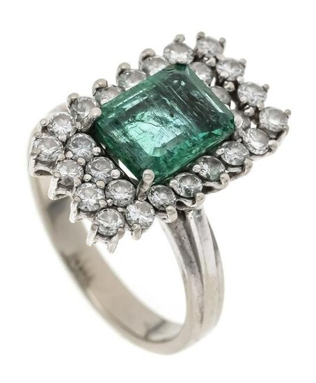 Emerald diamond ring WG 750/00