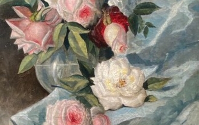 Escuela española del siglo XIX - Bodegón de rosas