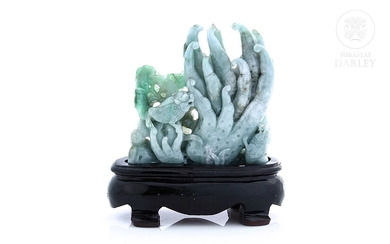 Escultura de jadeita tallada, China.