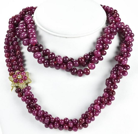 Estate 14kt Gold 1Ct Diamond 1475 Ct Ruby Necklace
