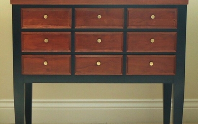 Ethan Allen Apothecary Style Parcel-Ebonized Three-Drawer Hall Chest