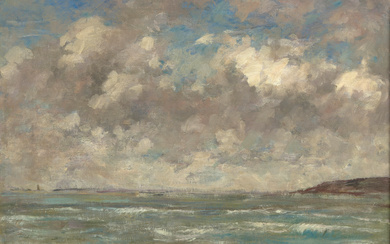 Eugène BOUDIN 1824 - 1898 Le Havre, ciel sur l’estuaire Huile sur toile