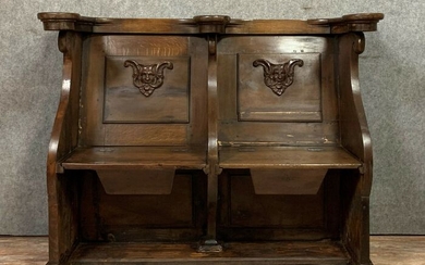 Exceptional antique furniture with this double church stall in oak and solid beech - solid oak and beech - 18th century