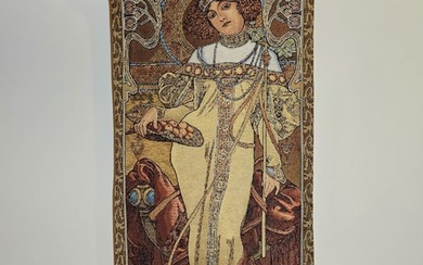 Exclusive Alfons Mucha Tapestry "L'AUTOMNE" - 100x45cm- Art Nouveau - Textile - 45 cm - 0.02 cm