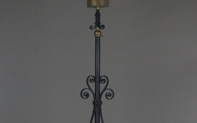 FLOOR LAMP - end of 19th century Jh. /around 1900, wrought iron, blackened.