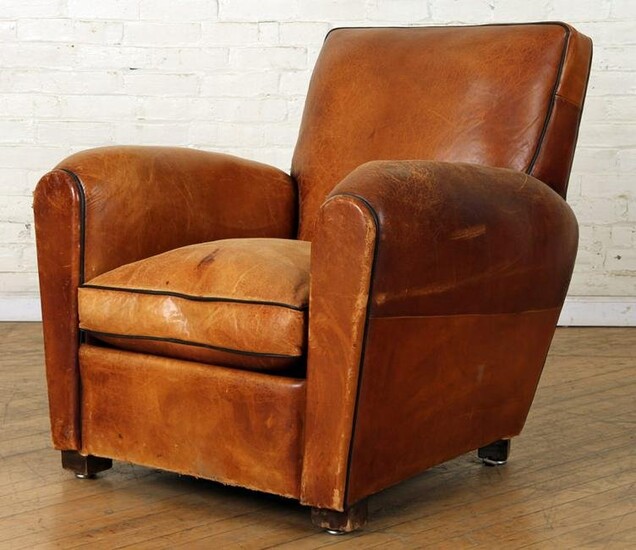 FRENCH ART DECO LEATHER CLUB CHAIR C 1940