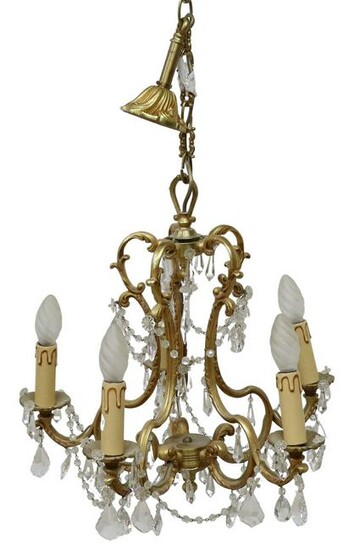 FRENCH LOUIS XV STYLE GILT METAL 5-LT CHANDELIER