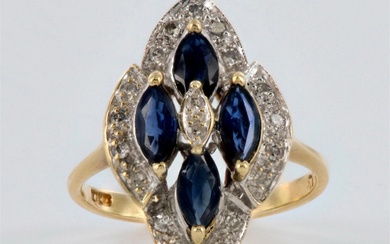 Fancy Two-Tone 10K Gold, Sapphire, and Diamond Ring