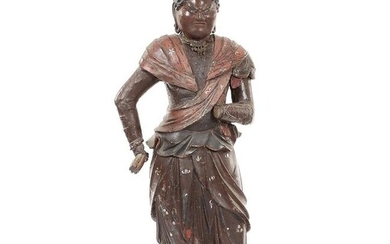 Figure - Lacquered wood - A Large and Rare Polychrome Wood Figure Taishakuten, H- 66 cm - Japan - Muromachi period (1333-1573)