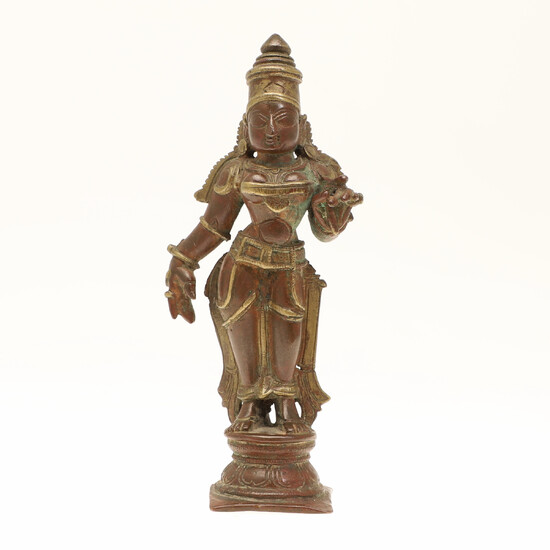 Figure / sculpture, standing goddess, bronze, India, probably 18th century.