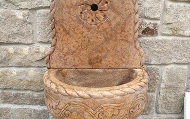 Finely decorated wall fountain - 3 modules - H 140 cm - Verona Red Marble - First half of the 20th century