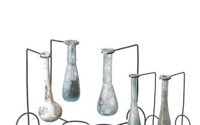 Five Roman glass vials