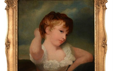 Follower of George Romney, Portrait of a young child, dressed in white