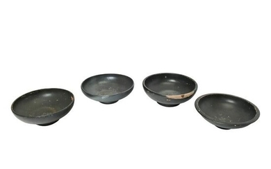 Four Greek Apulian Blackware Pottery Bowls.