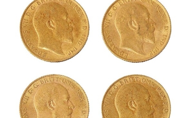 Four half-sovereigns, comprising; Edward VII, 1902, 1904 and1907x2 (4)