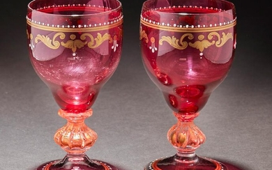 Fourteen Italian Venetian Murano glass goblets