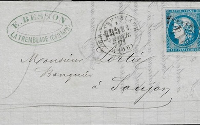 France 1870 - Superb Bordeaux 20 centimes type 1 on letter - Yvert et Tellier n°44