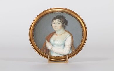 France portrait de jeune femme "miniature" d'époque 1er Empire