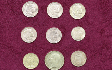 France9 pièces de 10, 20 et 40 francs Napoléon or (900‰)